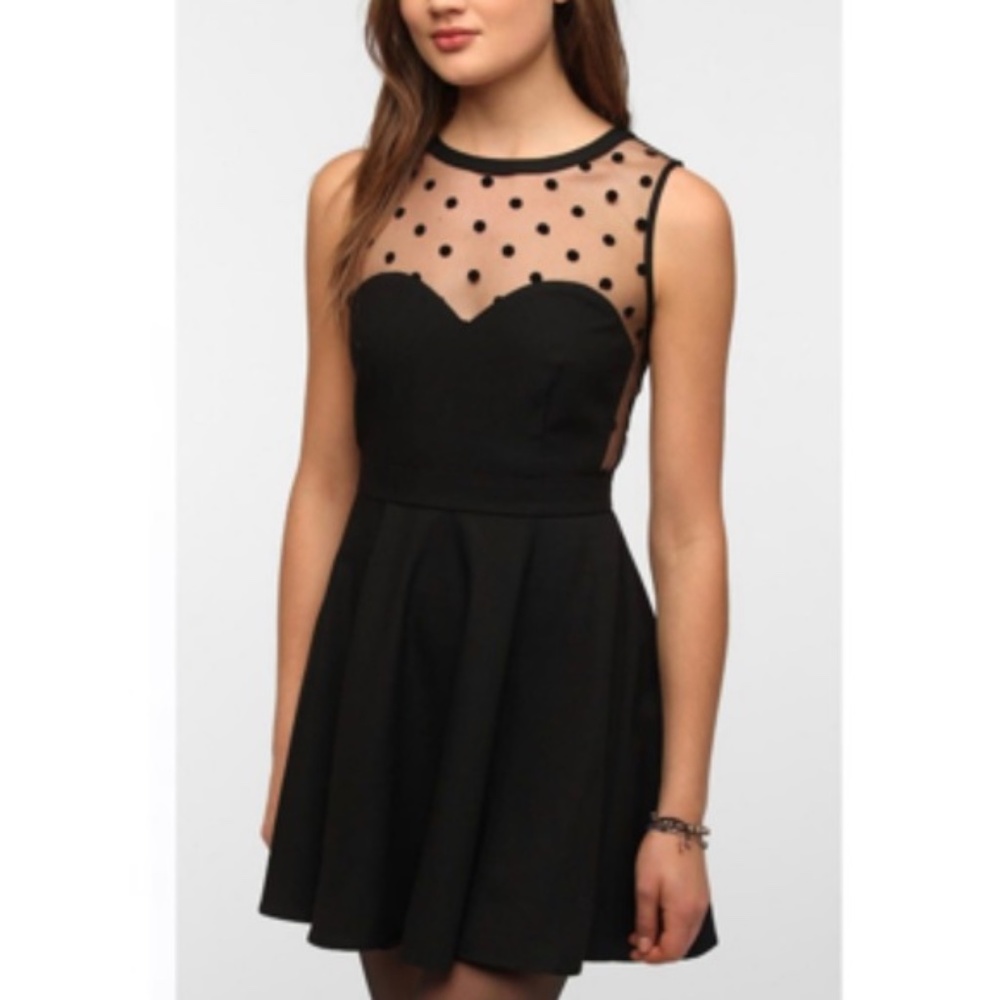 Urban Outfitters Coincidence and chance mesh polka dot sweetheart dress xs